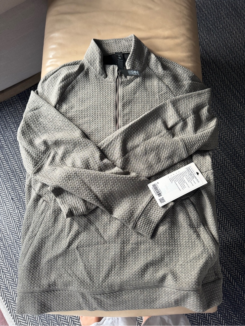 Men's Lululemon Quarter-Zip Textured Pullover Sweater - Taupe